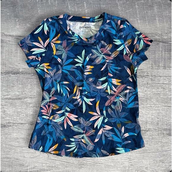 Old Navy Floral Leaf T Shirt & Light Wash Adjustable Skirt Girls 5t Outfit Set - Picture 2 of 9